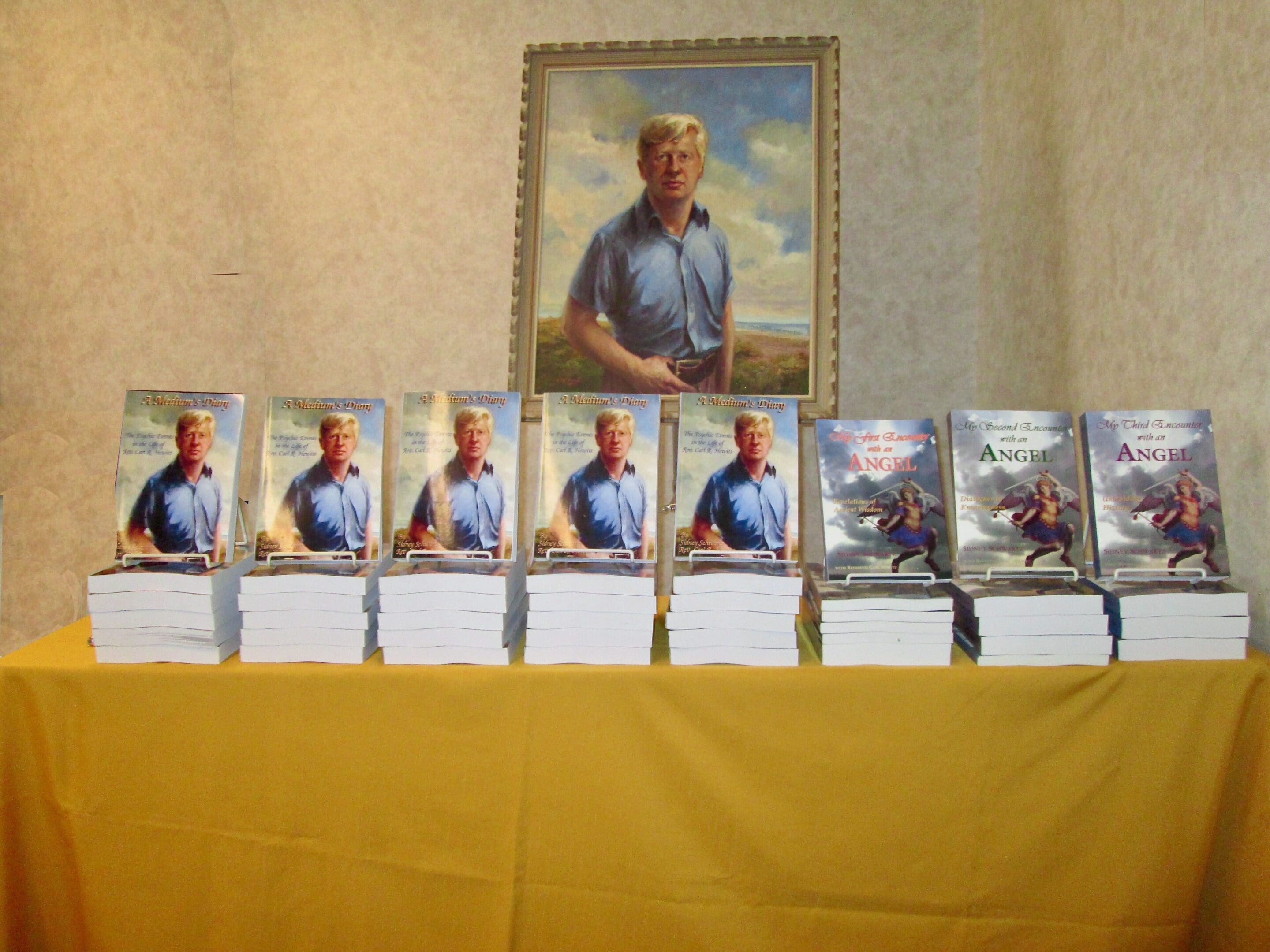 Book display at premiere book signing of 
"A Medium's Diary: Psychic Events in the Life of Rev. Carl R. Hewitt." March 2018.