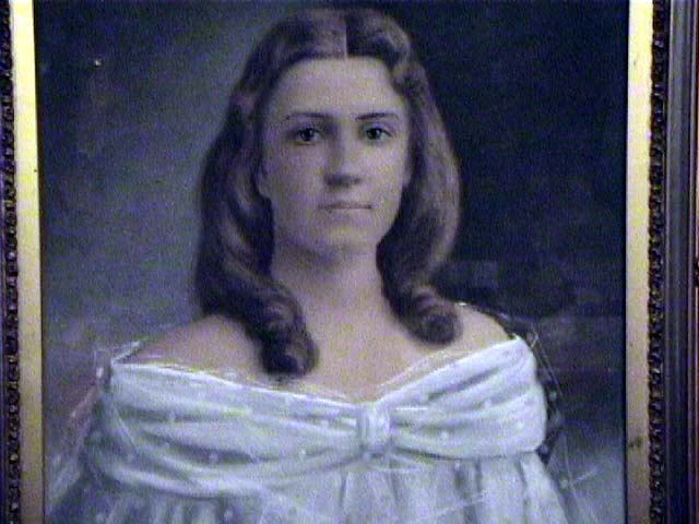I took this photograph of the Audrey Alford portrait precipitated by the Bangs Sisters in July 1985. Notice the necklace and the flowers were no longer on the painting.