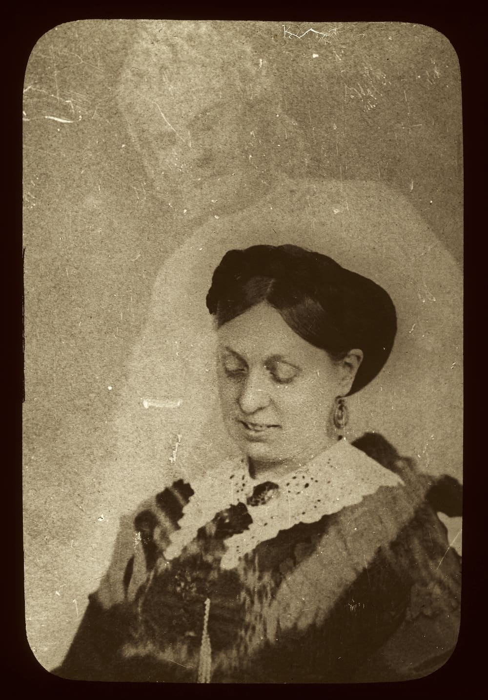 Emma Hardinge Britten with Beethoven's Spirit taken by Mumler in Boston circa 1871.