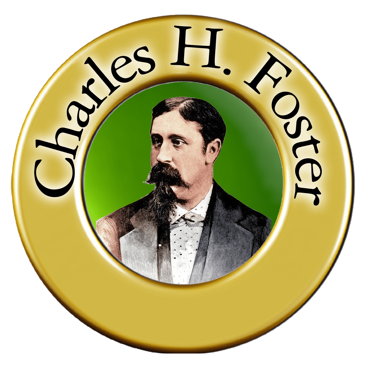 Portrait of a man in a circular frame.