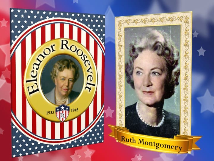 Eleanor Roosevelt and Ruth Montgomery portraits.