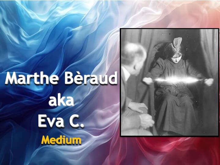 Medium Marthe Béraud performing a séance.