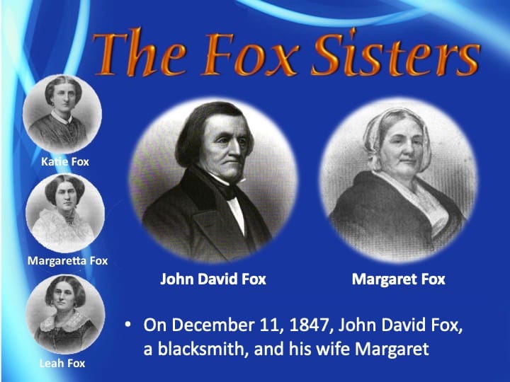 The Fox Sisters and their parents portrait.