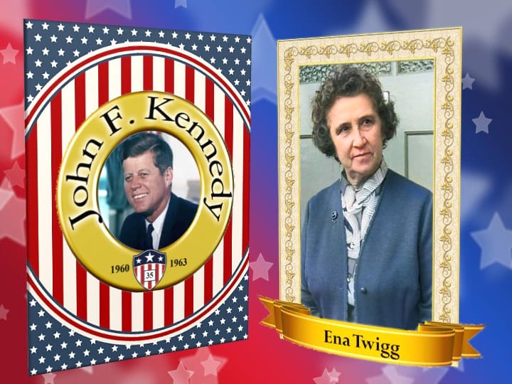 John F. Kennedy and Ena Twigg portraits.