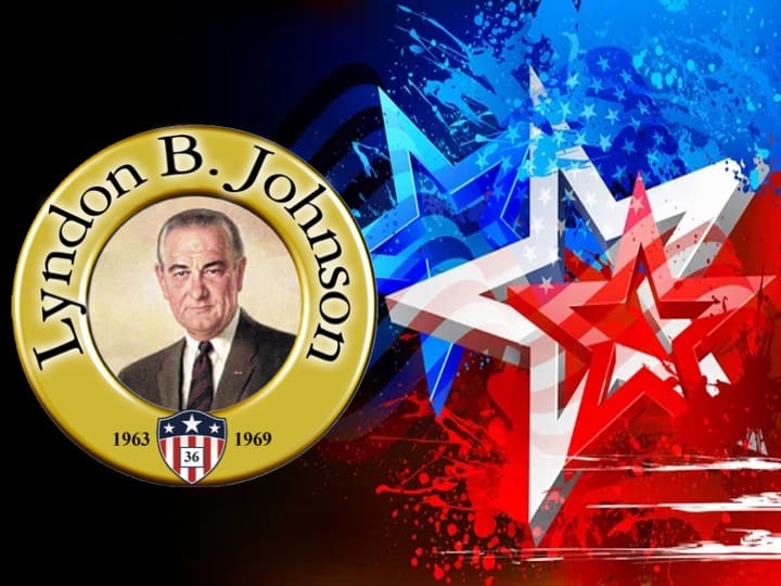 Portrait of Lyndon B. Johnson with stars.