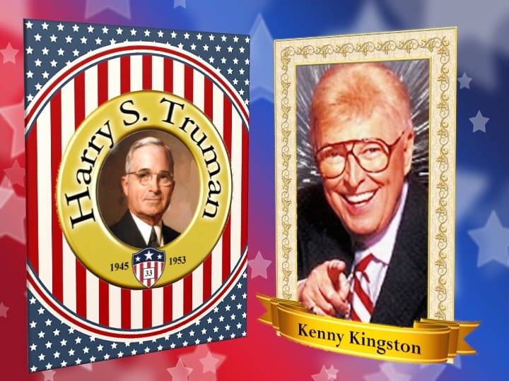 Harry S. Truman and smiling man poster.