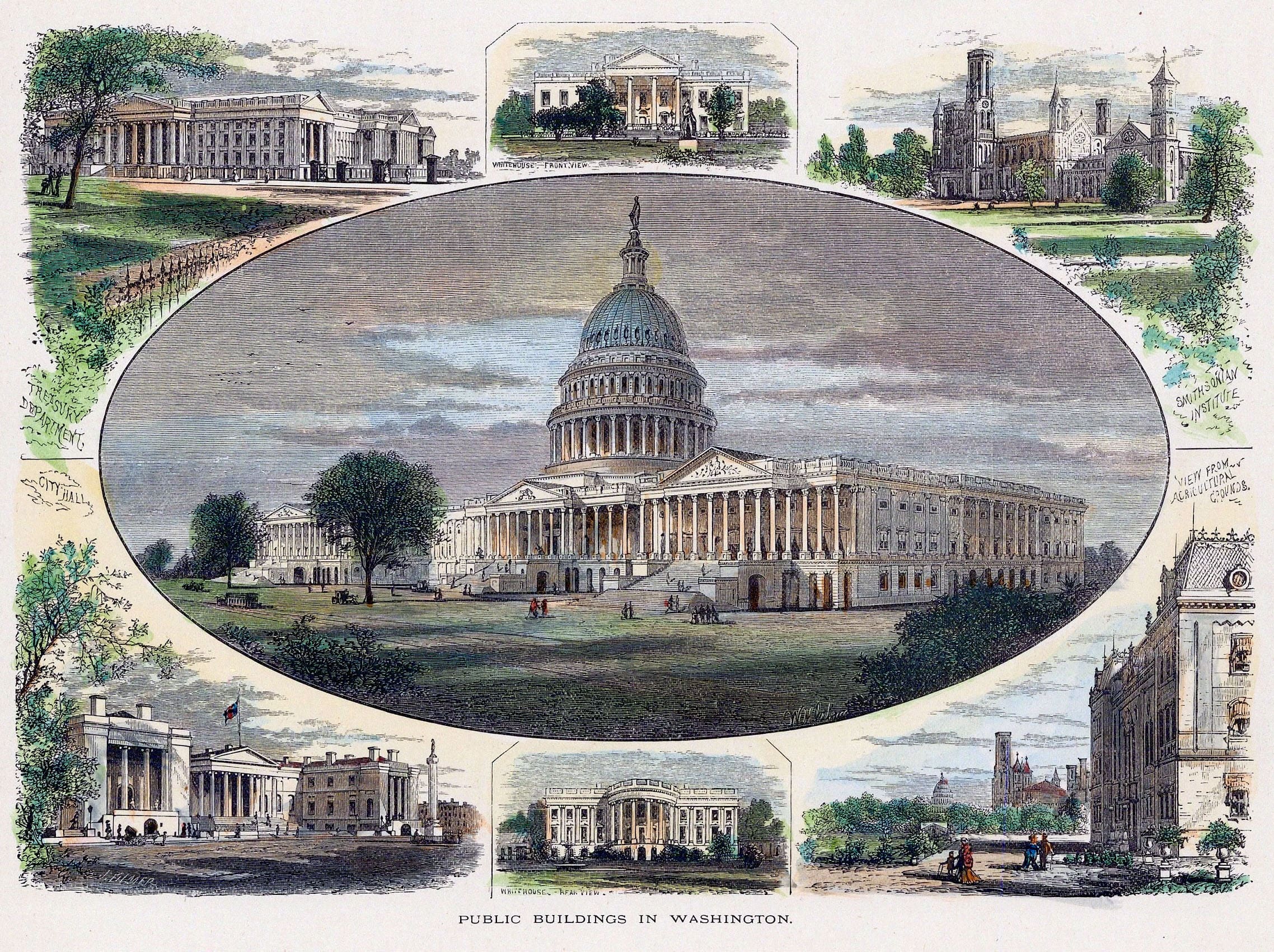 Historic buildings illustration of Washington, D.C.