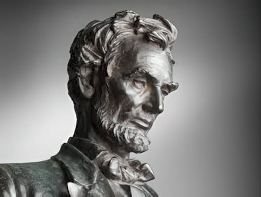 Bronze statue of a historical figure.