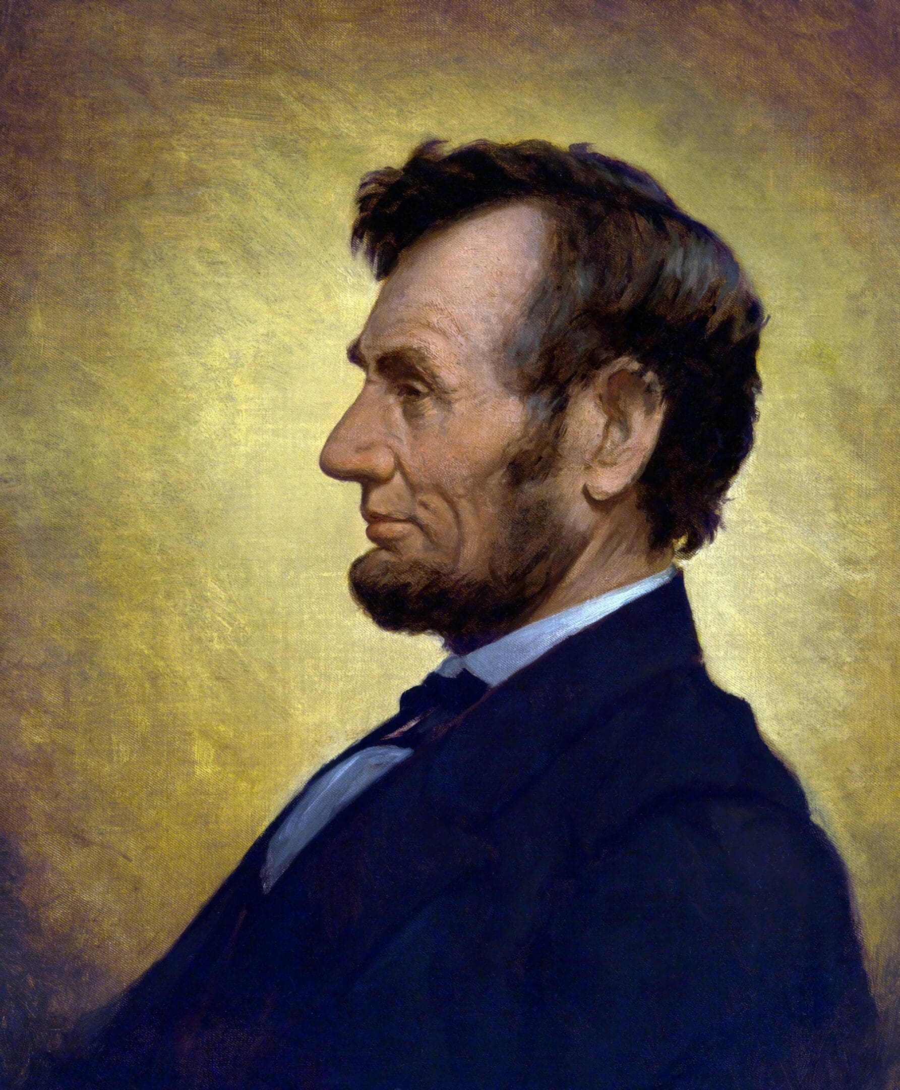 Profile painting of a bearded man.