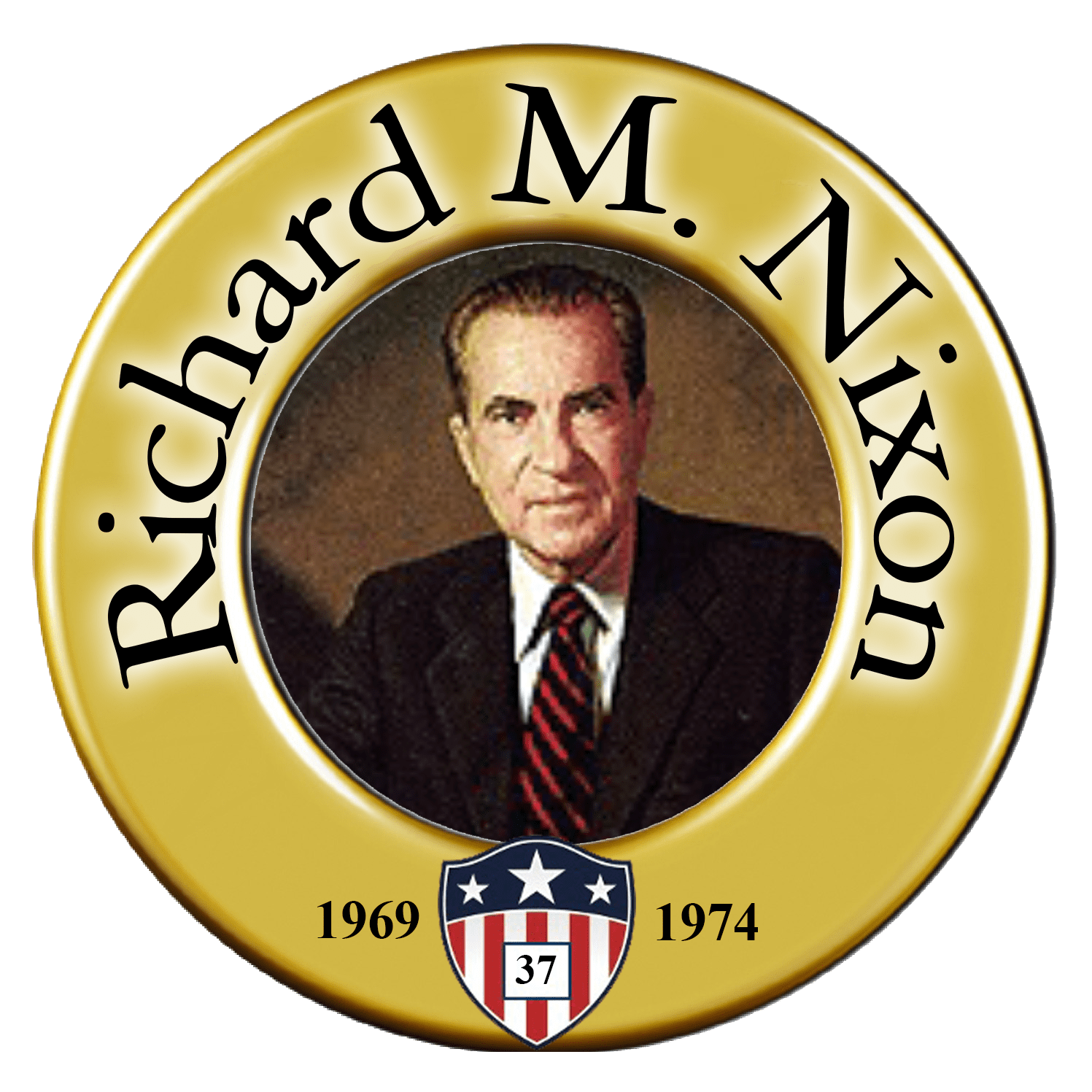 Portrait of Richard M. Nixon, presidential seal.