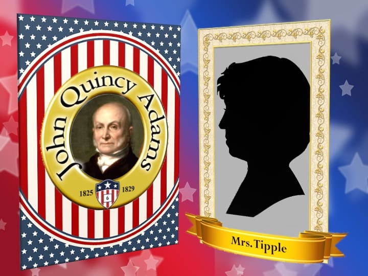 John Quincy Adams portrait and silhouette image.