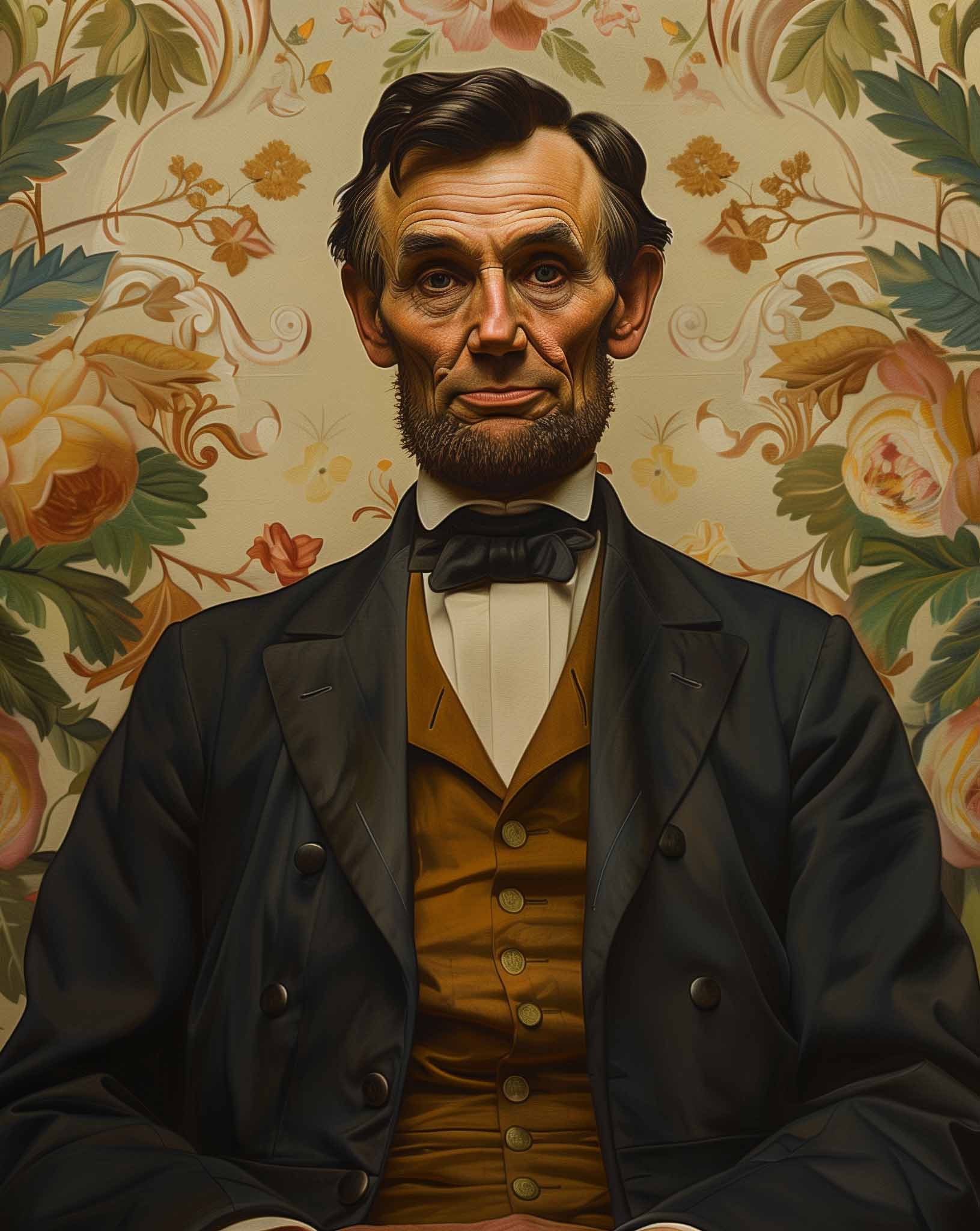 Portrait of a man with floral background.