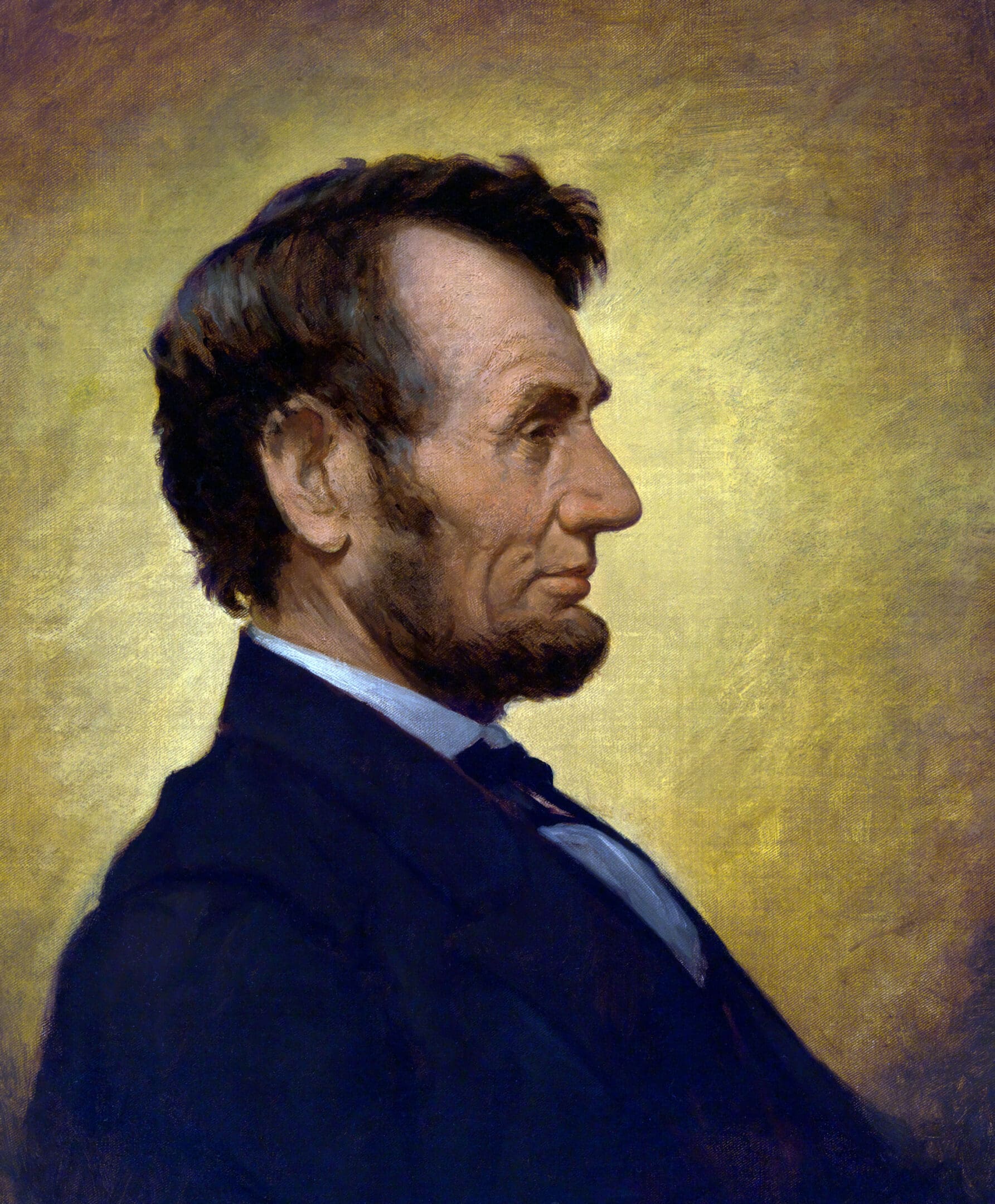 Portrait of a historical figure in profile.